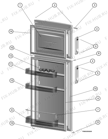 Взрыв-схема холодильника Electrolux ERD17010W - Схема узла Door 003
